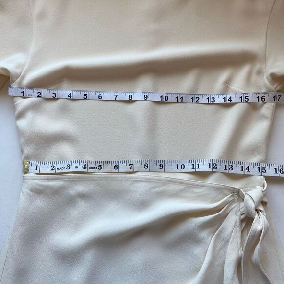 NWT Polo Ralph Lauren Midi Dress Cream White Faux Wrap Women 4 Classy Designer - Picture 6 of 17